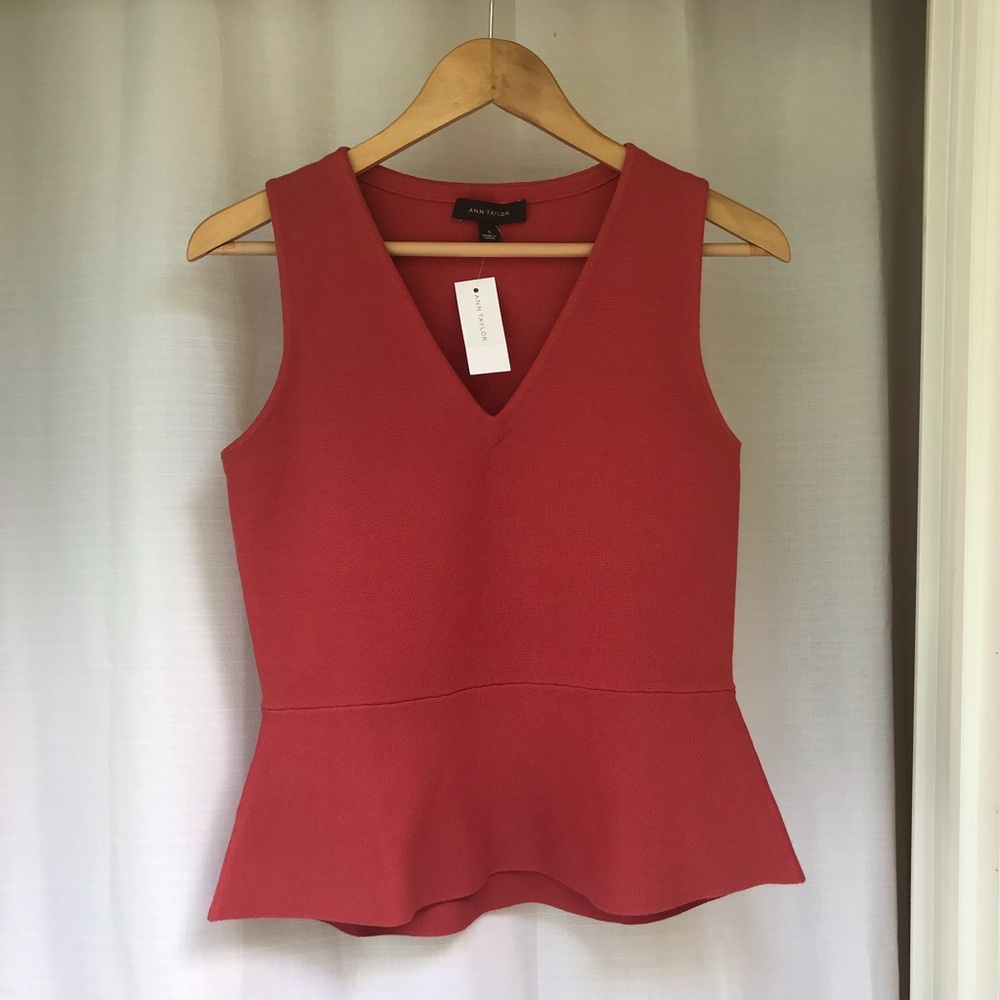 Reddish Orange Peplum Sweater Tank